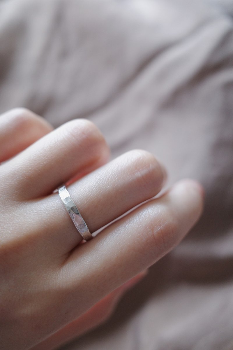 波光 纯银戒指 Moss Ring 3mm - 戒指 - 纯银 