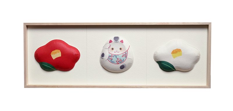 Washi Wall Decoration-3 kinds of Fukura,Red and White Camellia, Beckoning cat - 墙贴/壁贴 - 纸 