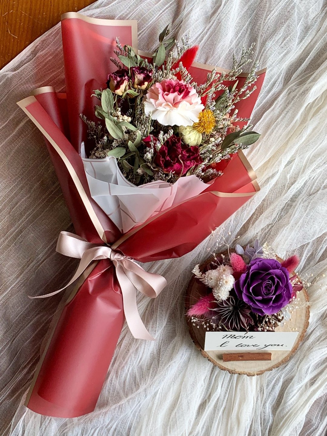 衷心感谢 索拉康乃馨花束(红).母亲节.花束.干燥花.干燥花束 - 干燥花/捧花 - 植物．花 红色