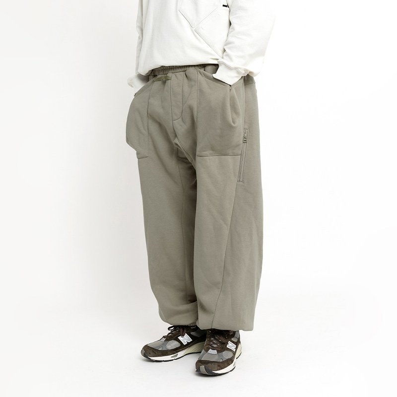 Secant Heavy Weight Sweatpant 切线重磅运动裤 黑色/月桂色 - 男士长裤 - 棉．麻 