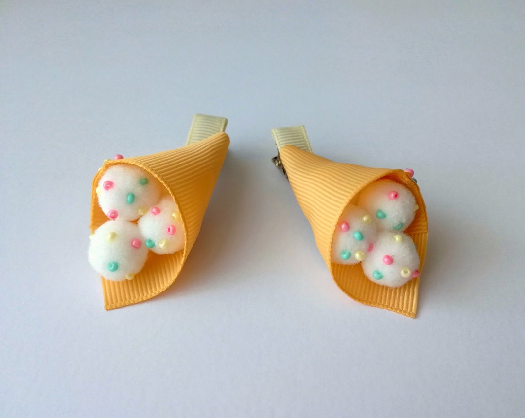 Kawaii hair clips ice cream cone Summer dog hair clips Yorkie, Doodle, Shih tzu - 清洁/美容 - 聚酯纤维 