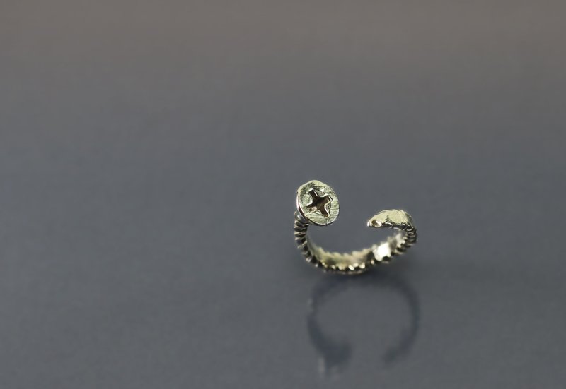 实物系列-女钉925银戒 - 戒指 - 纯银 咖啡色