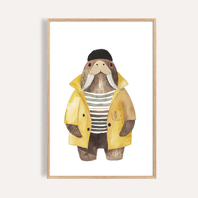 海港水手 Walrus Sailor / 童话系列插画挂画 / 艺术无框输出 - 海报/装饰画/版画 - 纸 
