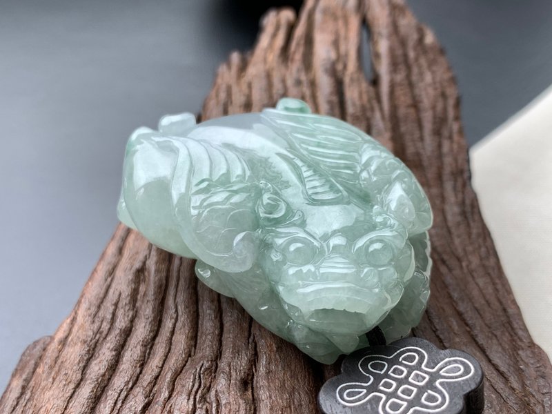 快速出货 免费开光 天然A货缅甸玉翡翠招财貔貅项链 飘花飞天貔貅 - 项链 - 玉石 多色