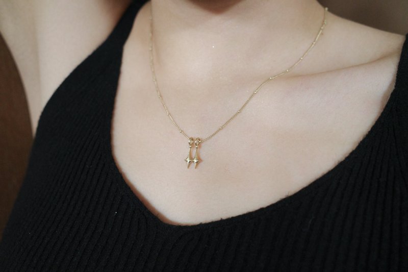 双星项链 - 金色 - 项链 - 纯银 金色