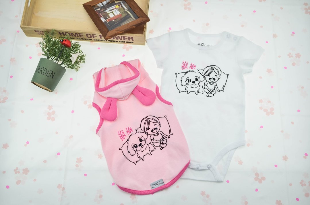 笑嘻嘻 Baby Pet - 玩伴装礼盒 - 白/粉红 - 猫狗 宠物衣 包屁衣 - 衣/帽 - 棉 白色