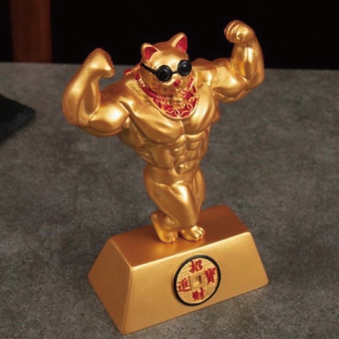 保庇BOBEE 中国工艺麒麟臂壮阔 大力健美肌肉招财猫摆件 - 摆饰 - 其他金属 卡其色