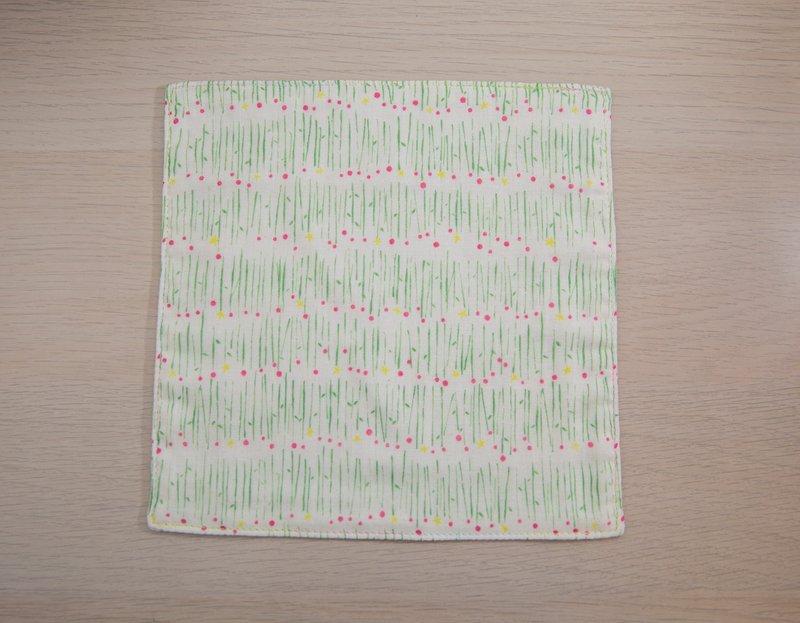 小小花园 正方形手帕/幼儿园手帕夹/儿童手帕/口水巾/手作手帕 - 围嘴/口水巾 - 棉．麻 绿色