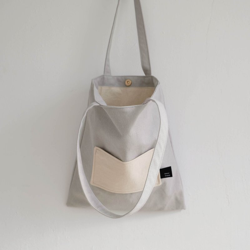 冰灰色帆布袋 / 限量 - 侧背包/斜挎包 - 棉．麻 灰色