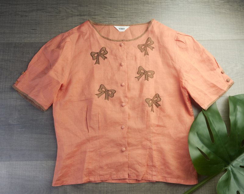 M |女式复古可爱衬衫| 亚麻衬衫 | 女士复古服装 - 女装衬衫 - 其他材质 粉红色