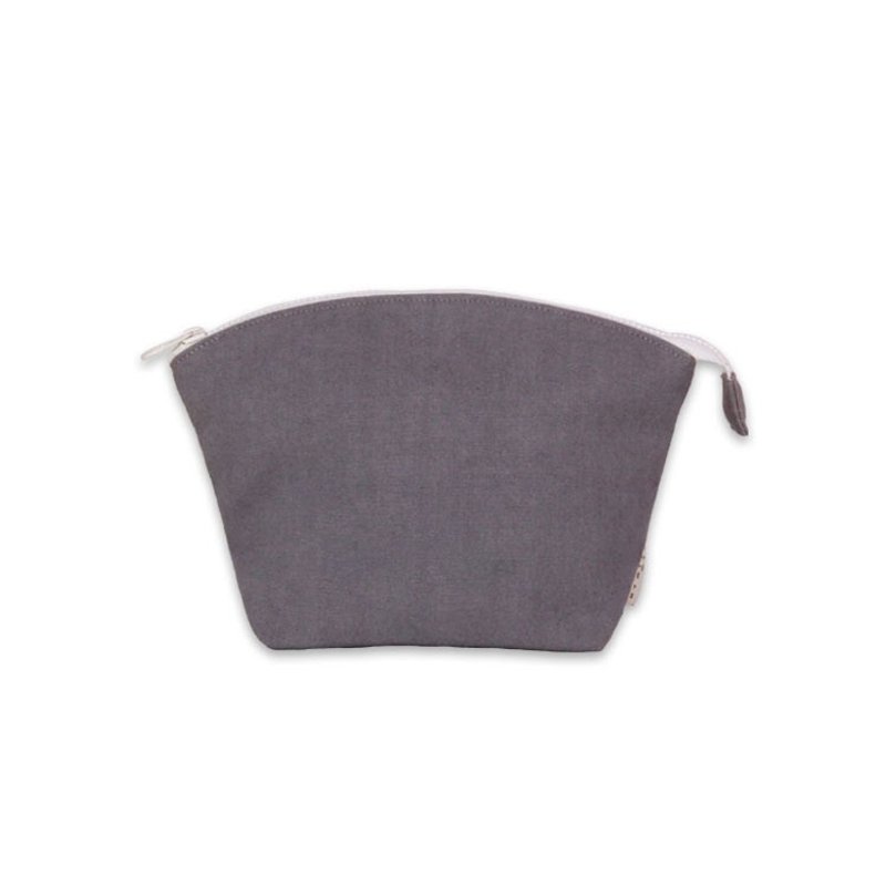 【贝壳化妆包】大 - 灰色 - 化妆包/杂物包 - 棉．麻 灰色