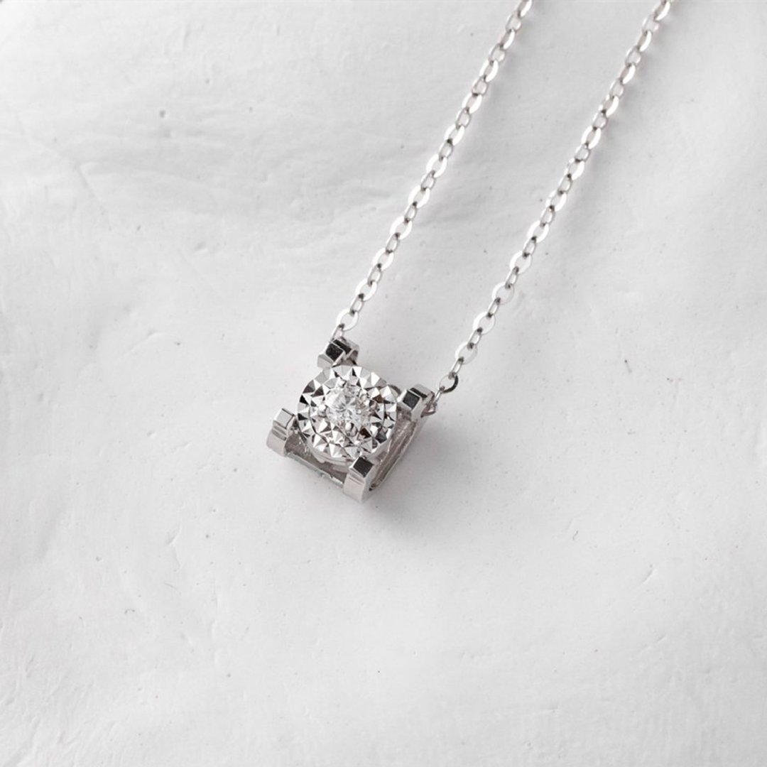 【Jewelry Ya 茱丽叶】单钻放大款 - 圆钻 - 18K  白K金 项链 - 项链 - 钻石 