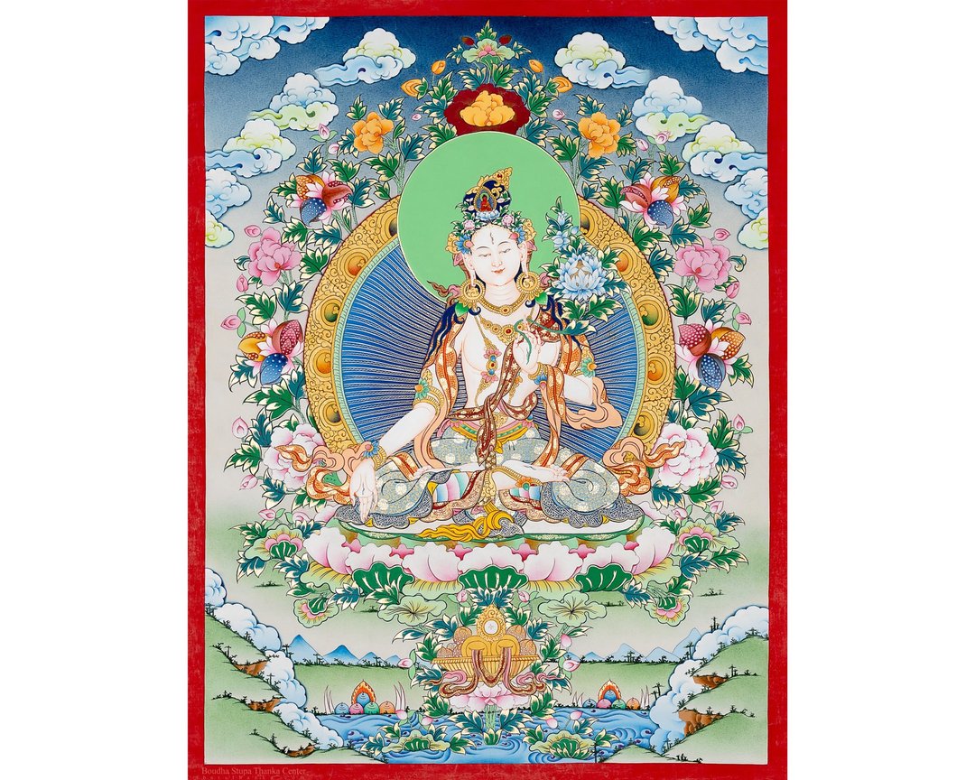 白度母唐卡 – 佛教长寿艺术品 - 墙贴/壁贴 - 其他材质 多色