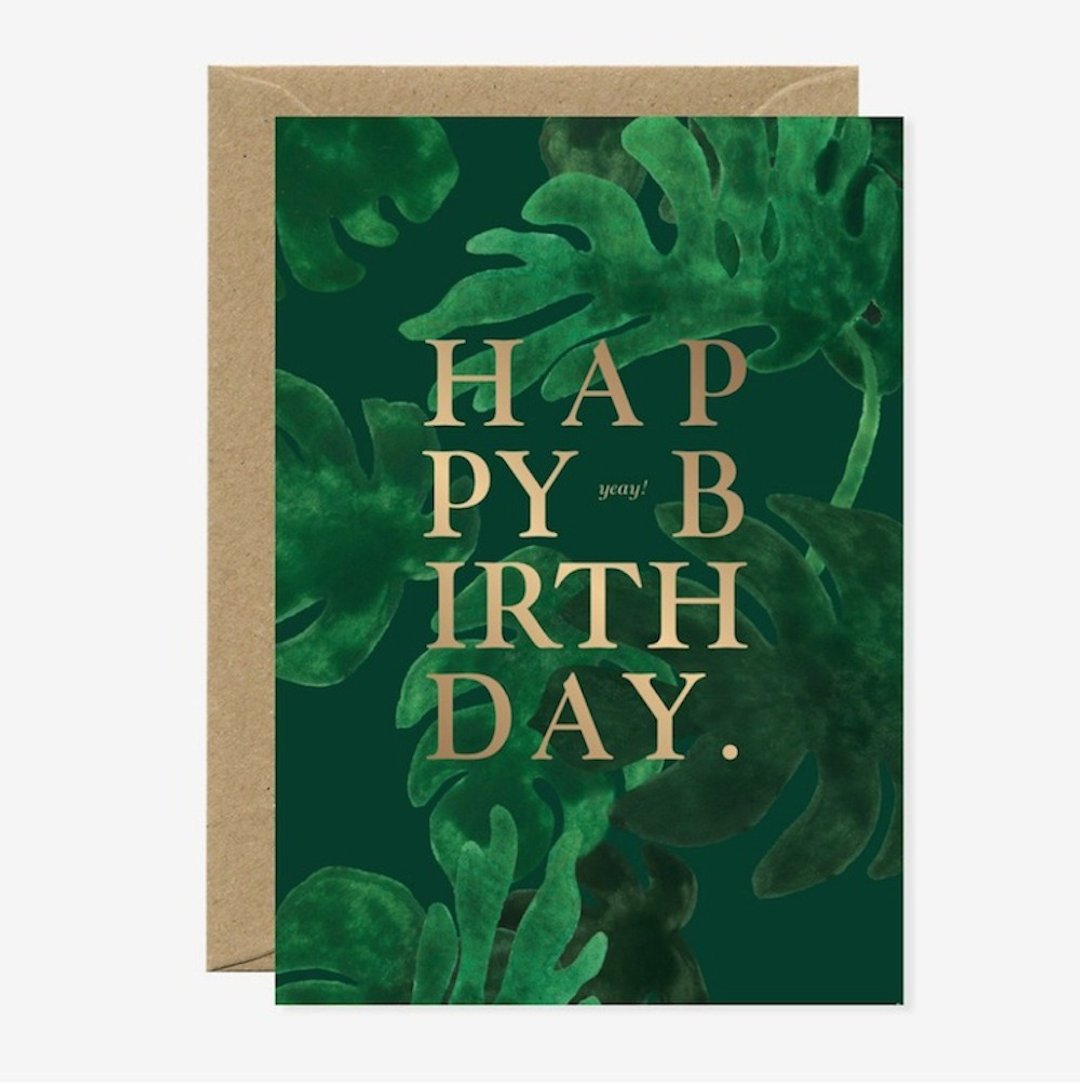 大叶植物生日卡 - 卡片/明信片 - 纸 
