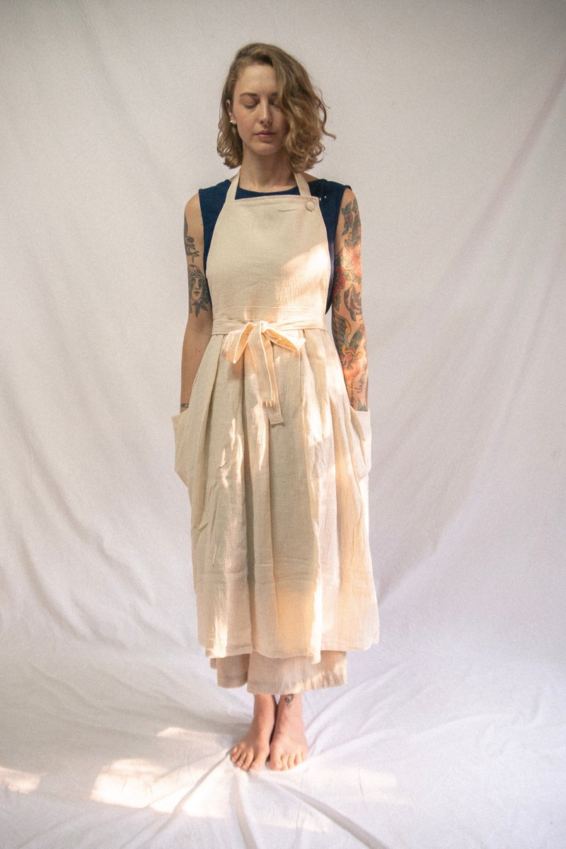 Pasar Apron | Asian Apron Skirt - 其他 - 棉．麻 白色