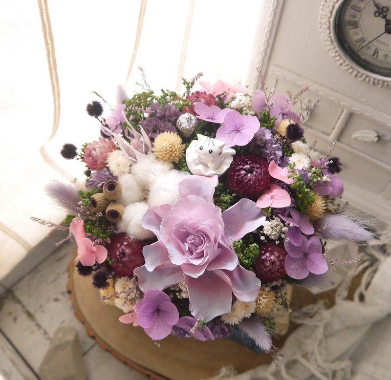 猫星人的祝福.薰衣草色.手作生日情人.干燥花.不凋花.永生花 - 摆饰 - 植物．花 紫色