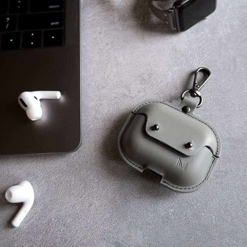 Exquisite | AirPods Pro 高级真皮套 - 浅灰色 - 耳机收纳 - 真皮 灰色