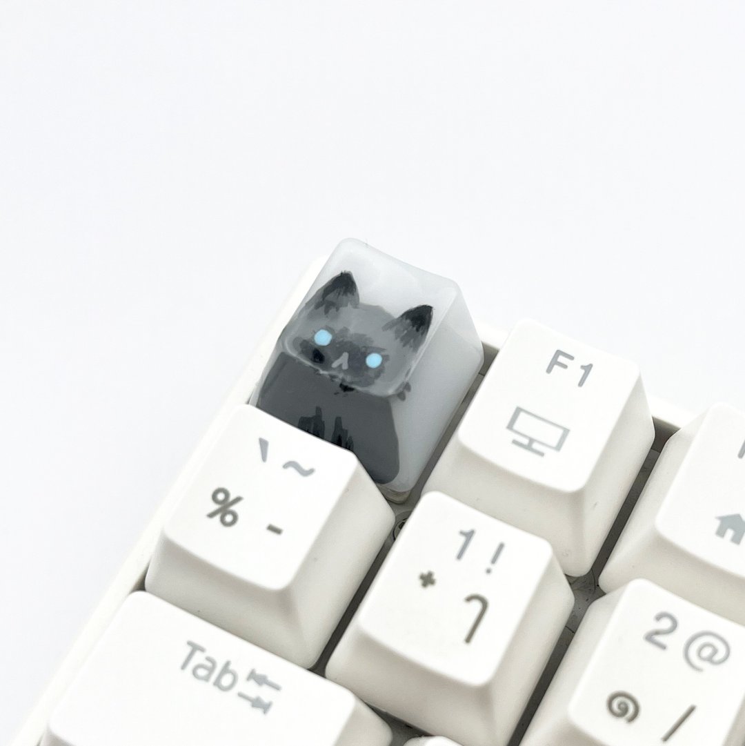 OEM keycap gray-black pointed cat - 电脑配件 - 塑料 透明