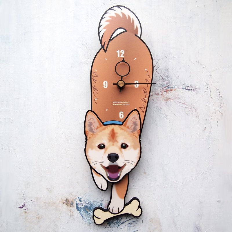 D-99 柴犬 - 动物造型钟摆钟 - 时钟/闹钟 - 木头 