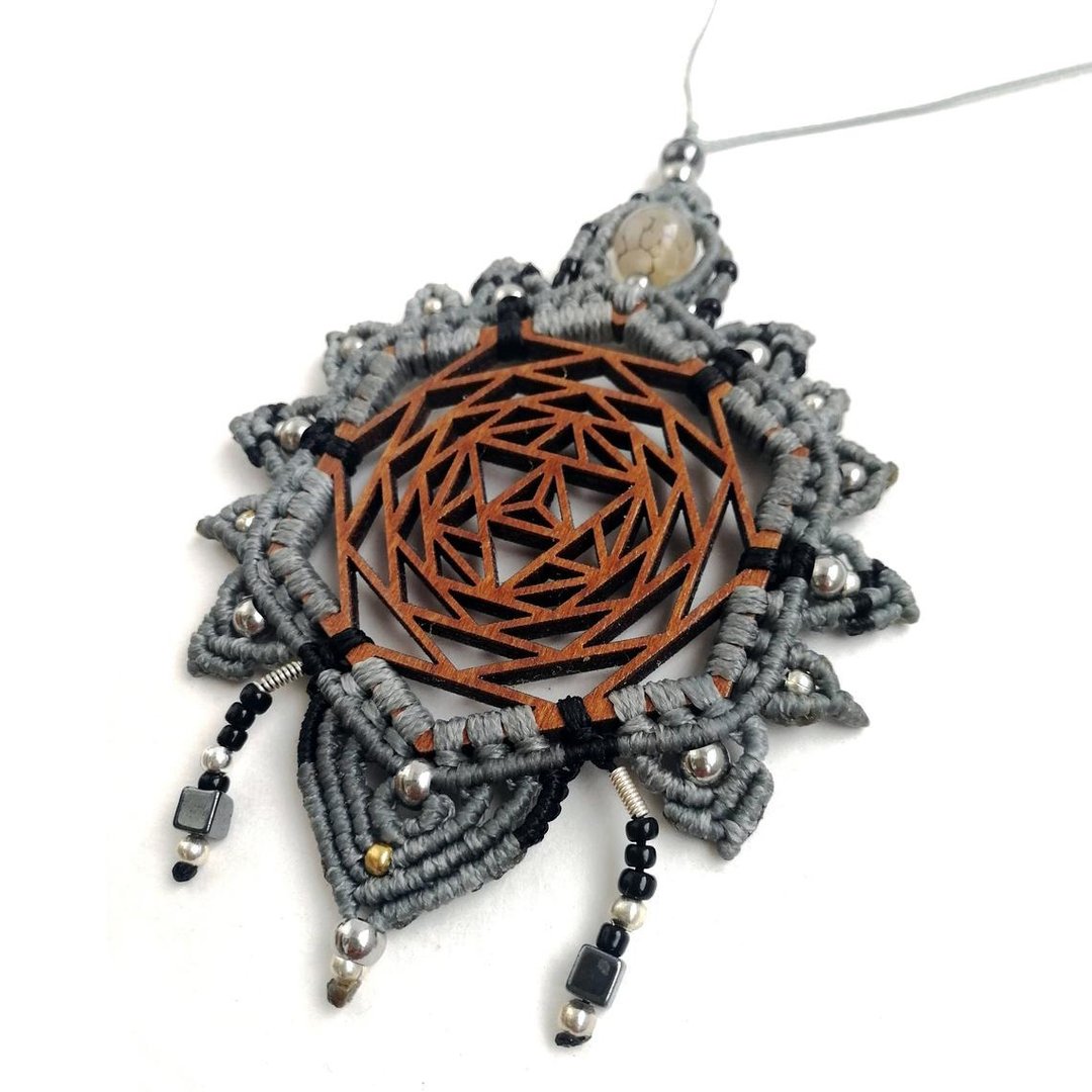 Merkaba Boho Wedding Necklace - 项链 - 木头 咖啡色