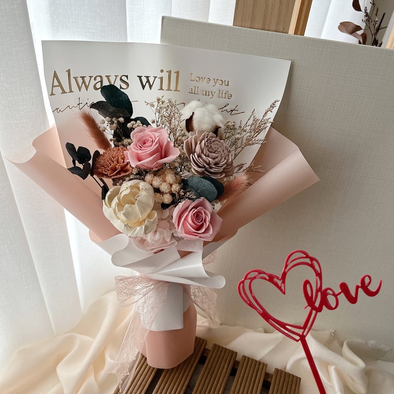 LOVE 永生花束 扩香 - 干燥花/捧花 - 植物．花 粉红色