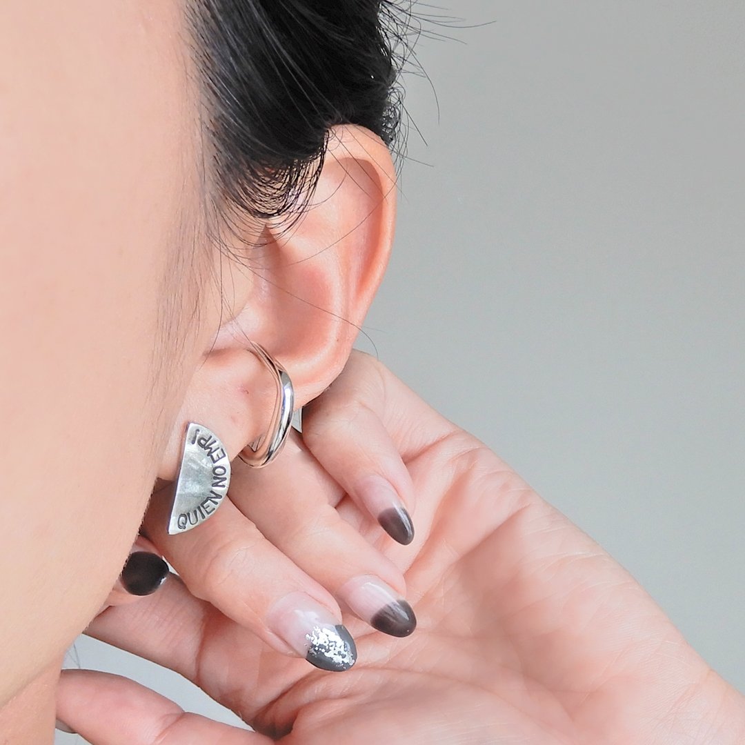 Swag Ear Cuff 方形 / silver C088 - 耳环/耳夹 - 纯银 银色