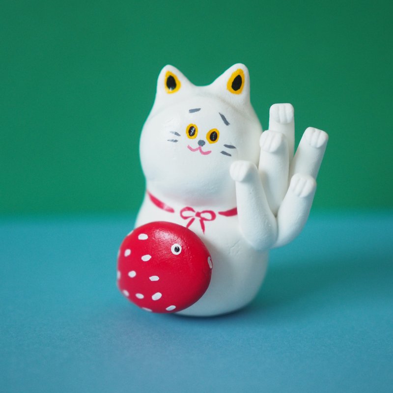 快乐的猫 - 玩偶/公仔 - 粘土 白色