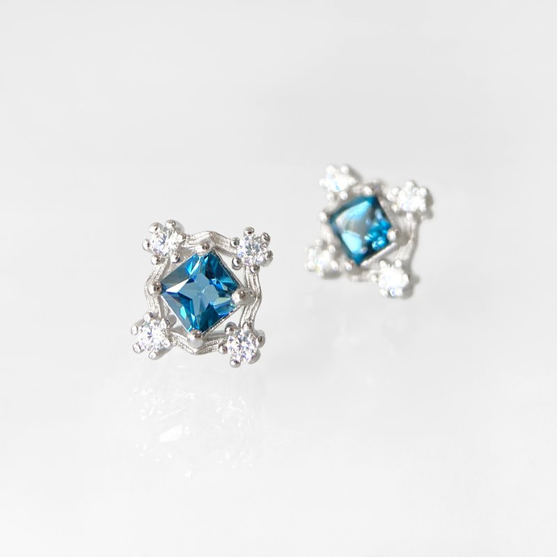 2件85折 | 伦敦蓝托帕石纯银耳环 (法式优雅 肉眼无暇) - 耳环/耳夹 - 纯银 