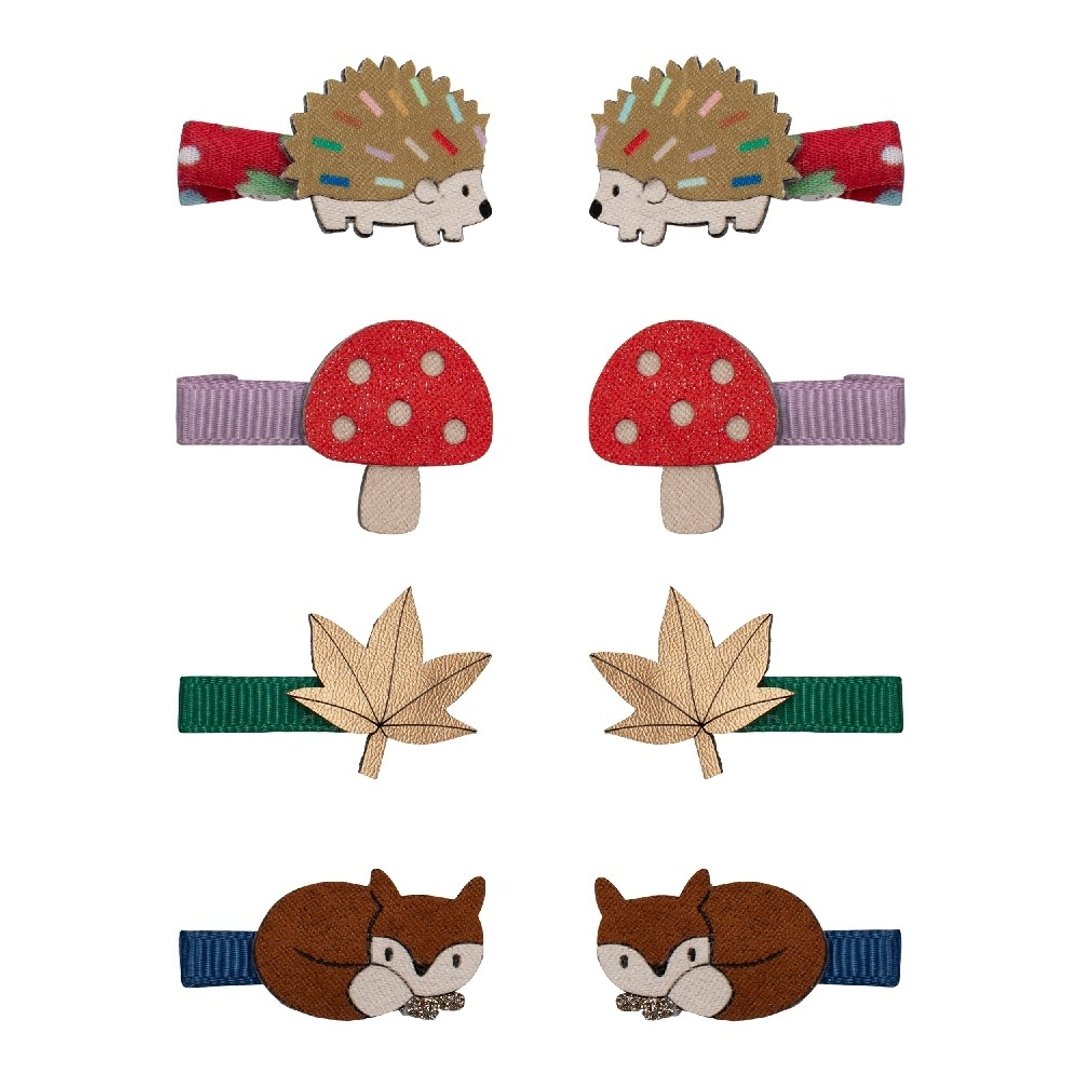 英国Mimi & Lula_AW25_秋日山林_刺猬狐狸迷你发夹8入 - 婴儿饰品 - 聚酯纤维 