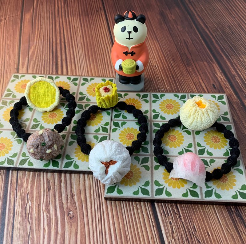 (点心 饮茶) 细工布花 发圈橡筋 趣致可爱 港式 - 发饰 - 其他人造纤维 多色