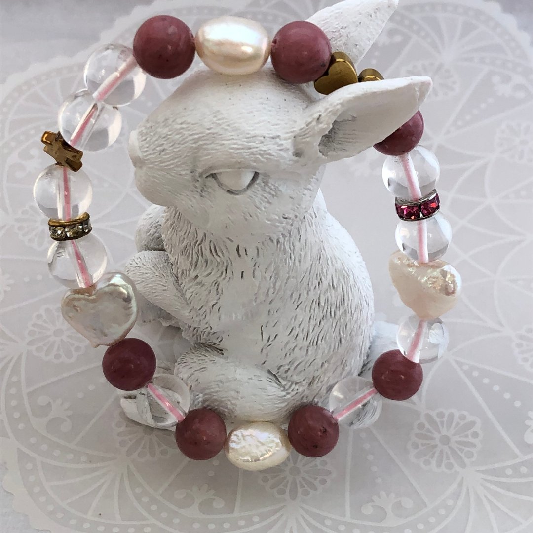 cute gemstone bracelet - 手链/手环 - 石头 白色