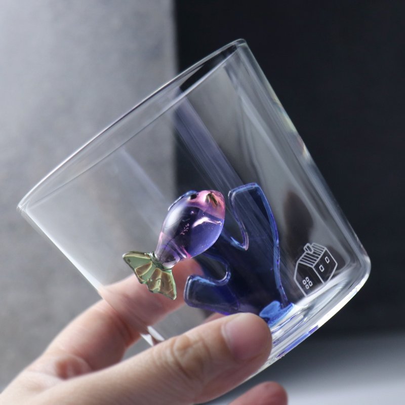 340cc【意大利Ichendorf】乔迁礼物 小房子热带鱼手工杯 定制刻字 - 玻璃杯 - 玻璃 蓝色