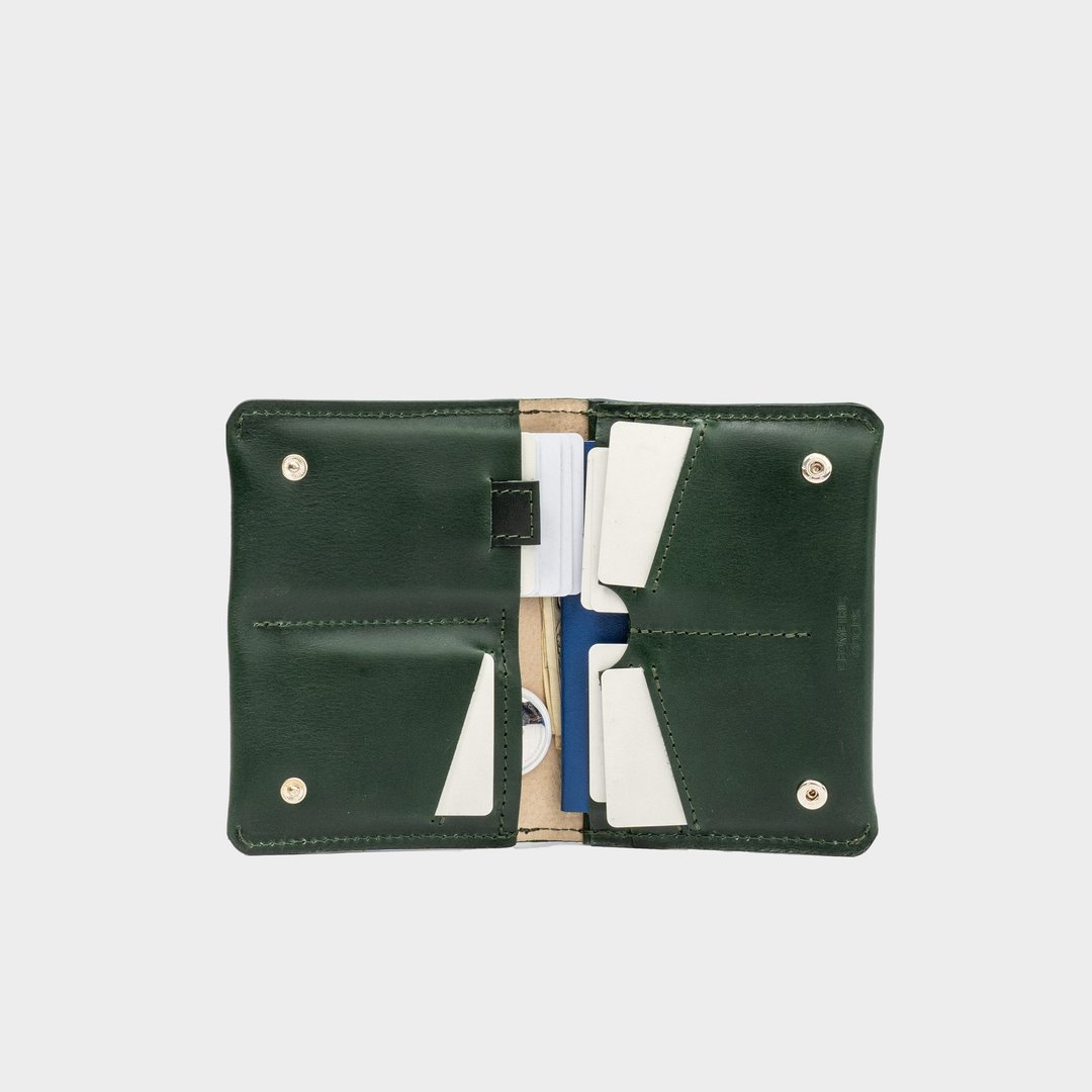 Trackable Travel Wallet 2.0 | 兼容AirTag | 优质意大利皮革 - 皮夹/钱包 - 真皮 绿色