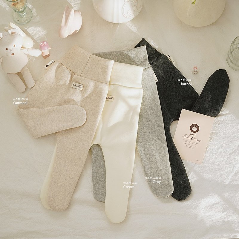 4色纯棉婴儿冬季脚部紧身裤 - 童装裤 - 其他材质 多色