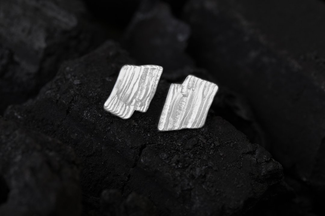 Calligraphy 墨折 藏拙耳环Silver Earrings - Le nuage - 手链/手环 - 纯银 白色