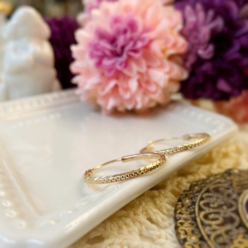 14K 阳光之下刻面耳环 - 耳环/耳夹 - 贵金属 