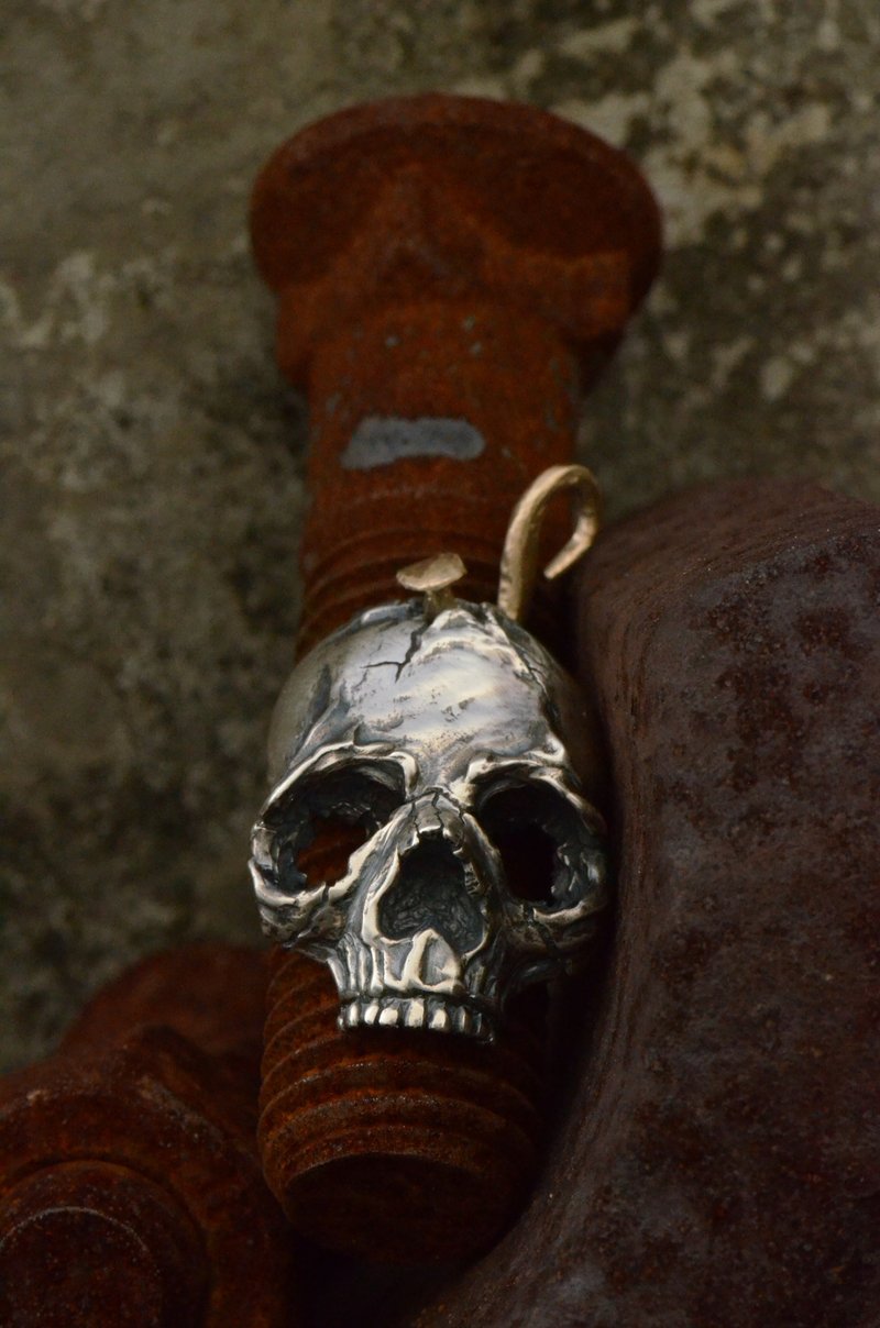 NDSK3 标本骷髅坠 - 项链 - 贵金属 银色