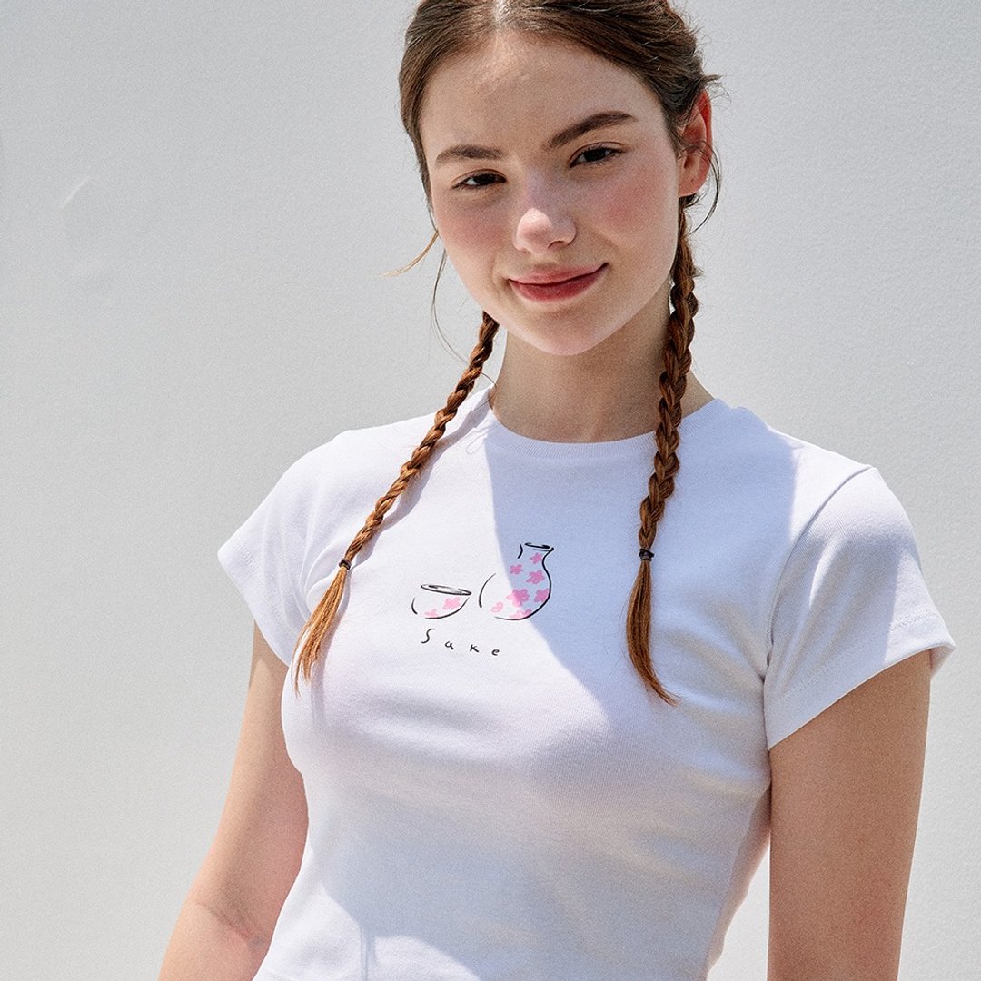 SAKE TEE - 女装 T 恤 - 棉 白色