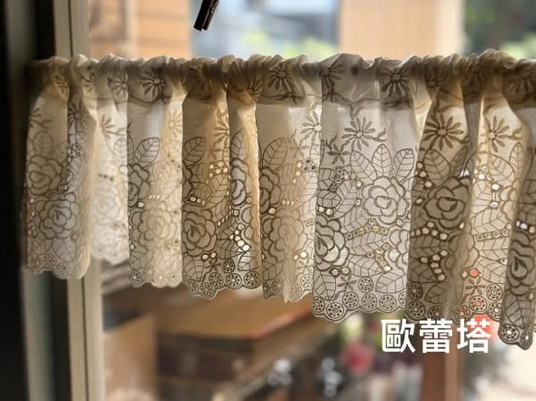 欧蕾塔手做**米色玫瑰花刺绣柜帘 - 门帘/门牌 - 棉 