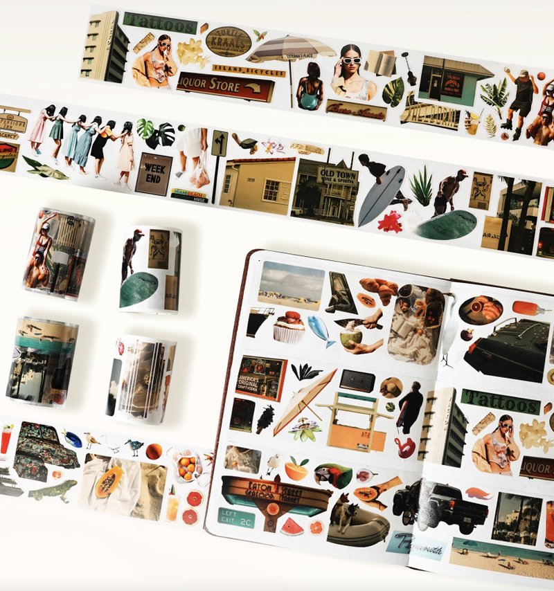 迈阿密海滩 滨海黄昏 PET 和纸胶带 5米卷 - 纸胶带 - 纸 多色