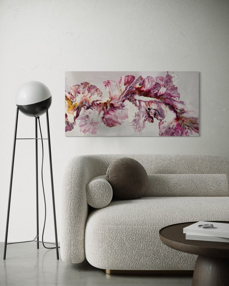 流体艺术 • 摆布画作 • 抽象原创丙烯酸画摆布画作30x60cm - 海报/装饰画/版画 - 棉．麻 粉红色