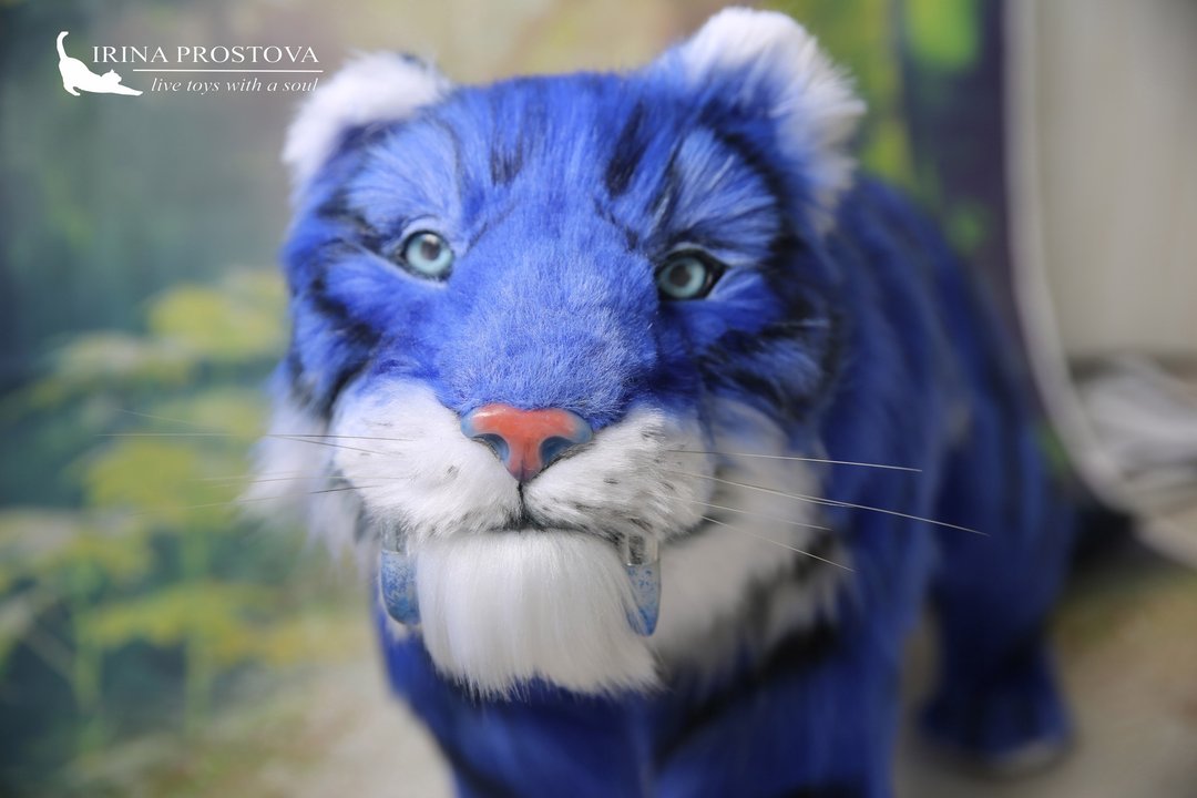 Saber tooth tiger, realistic toy - 玩偶/公仔 - 其他材质 蓝色