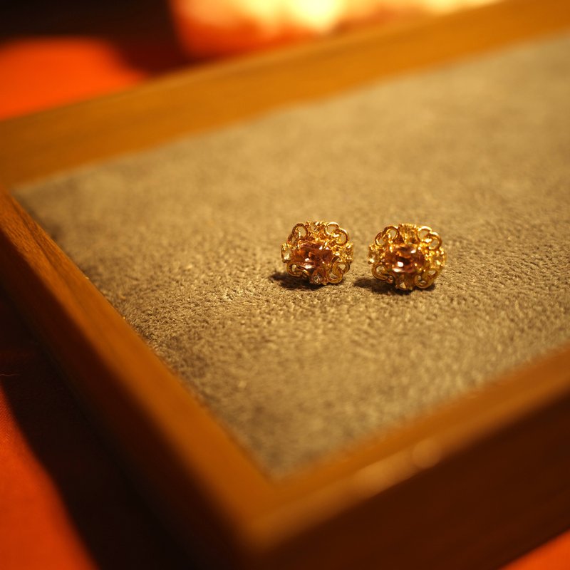 AVON Lavender Rhinestone Earring - 耳环/耳夹 - 其他金属 金色