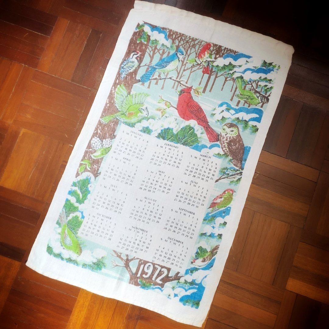 1972 美国早期布面月历 bird - 墙贴/壁贴 - 棉 多色