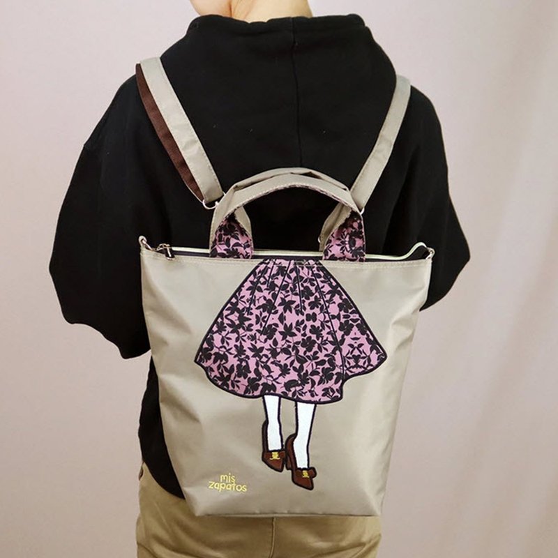 雪纺洋装女孩 三用托特包 (三色) - 后背包/双肩包 - 其他材质 多色