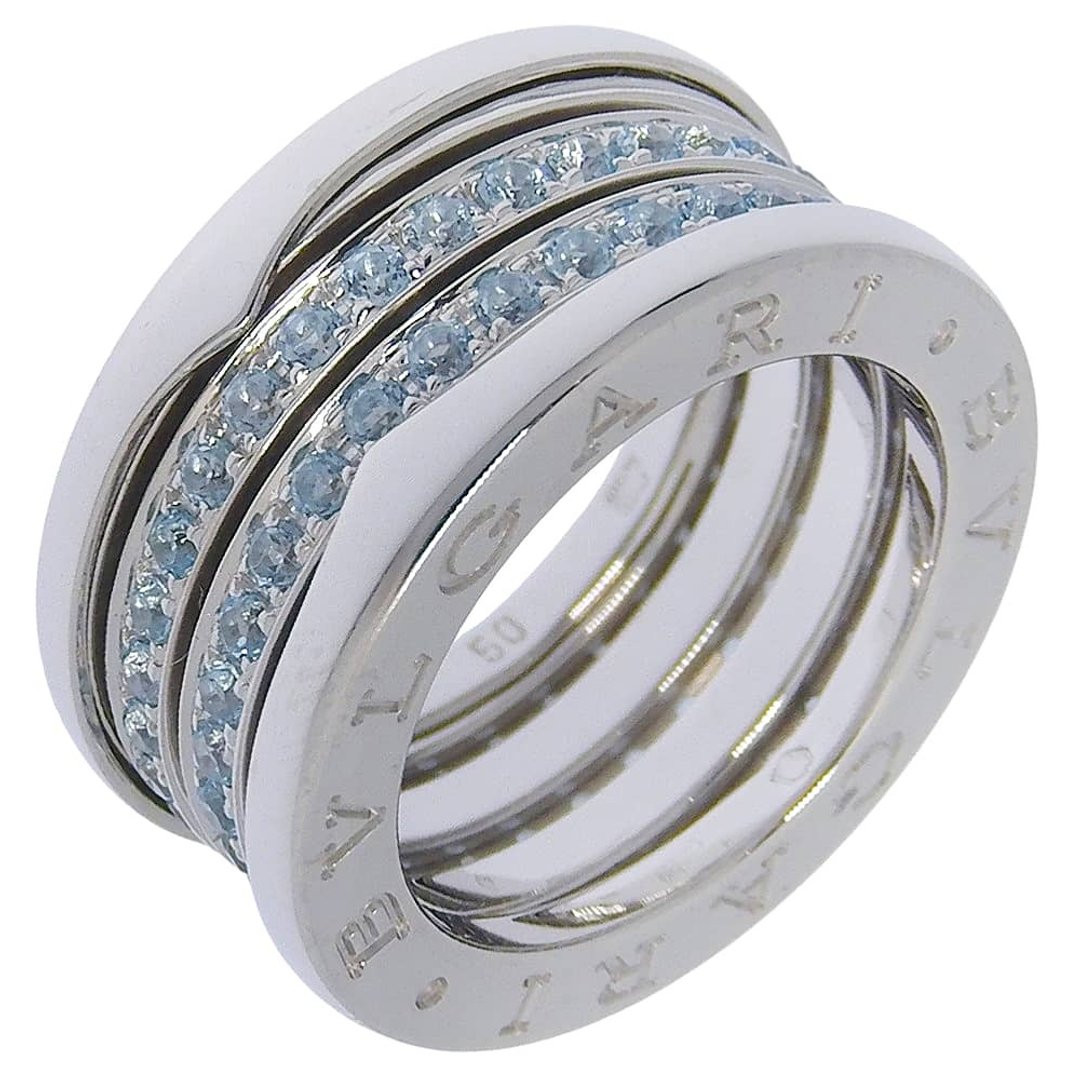 【日本直送】BVLGARI B-Zero1 9.5 号 戒指 宝格丽 B.zero1 四环 18K 白 K 金×伦敦蓝宝石 约 13.0g 女性用【二手】 - 戒指 - 贵金属 银色
