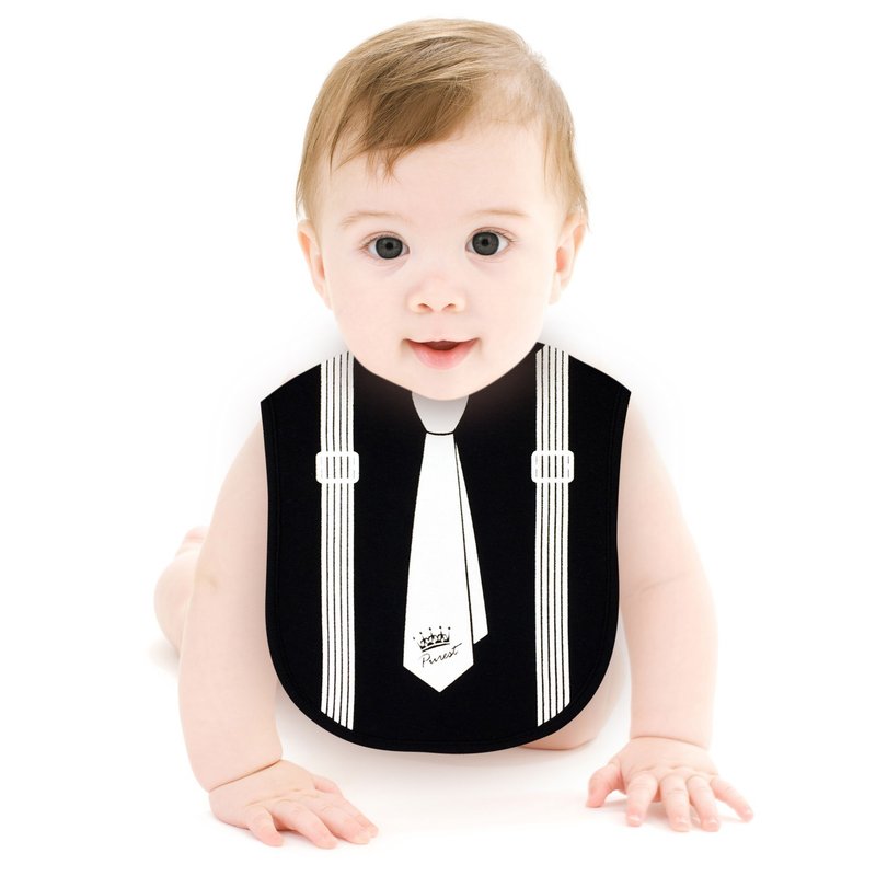 PUREST 怎样兜很帅 小绅士 领带款 黑色 婴儿 围兜/口水巾 - 围嘴/口水巾 - 棉．麻 黑色