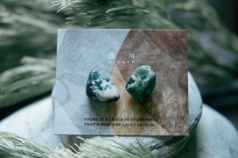 CRACK | 矿物系耳环 |  EARRINGS - 耳环/耳夹 - 玉石 绿色