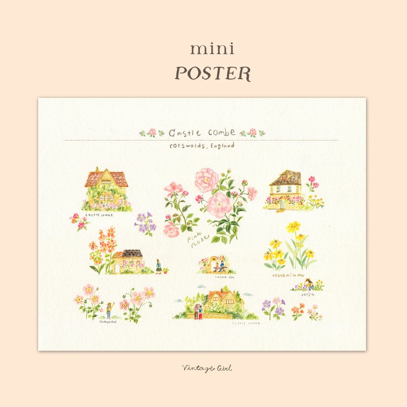 康斯堡微型海报 – 来自科兹窝的色铅笔插画 - 海报/装饰画/版画 - 纸 黄色