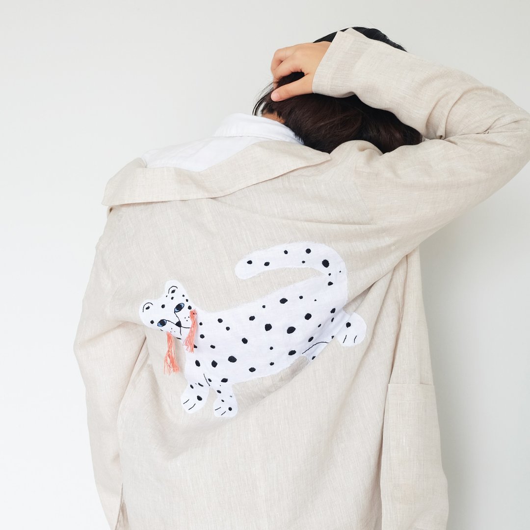 Snow Leopard -  Linen Jacket - 女装休闲/机能外套 - 棉 卡其色